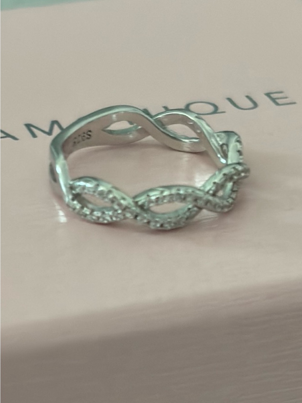 Sterling Silver CZ Twist Diamonique Wedding Band Ring -  SZ 4.5